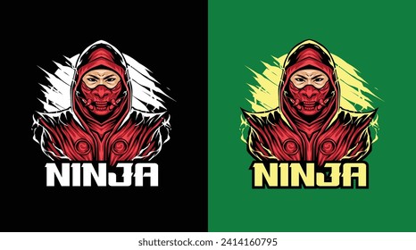  Ninja with illustration, esports mascot design, gaming logo template