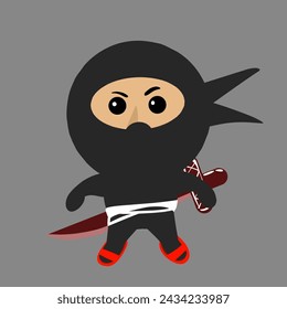 Ninja-Illustration mit Doodle-Art-Techniken niedlich gemacht