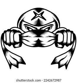Gráficos vectoriales de ilustración Ninja. Estilo Ninja minimalista aislado en un fondo transparente. Ilustración Adecuada para banners, volantes, pegatinas, tarjetas, etc.