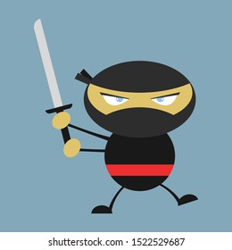 Ninja, illustration, vector on white background.
