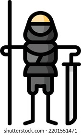 ninja einzelne Stockillustration für Designelemente. Vektorgrafik auf weißem Hintergrund