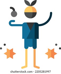 ninja isolated design element stock illustration. Vector on a white background
