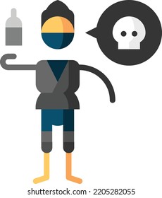 ninja isolated design element stock illustration. Vector on a white background