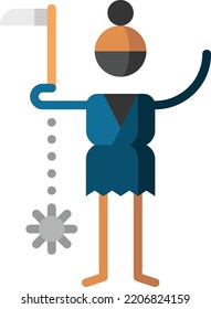 ninja einzelne Stockillustration für Designelemente. Vektorgrafik auf weißem Hintergrund