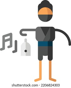 ninja einzelne Stockillustration für Designelemente. Vektorgrafik auf weißem Hintergrund