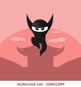 Ilustración de vector de salto Ninja, excelente para iconos, mascotas, etc.