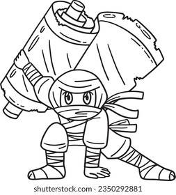 Ninja con página de color aislado de Jutsu Scroll 