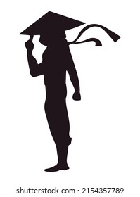 ninja with kasa silhouette character