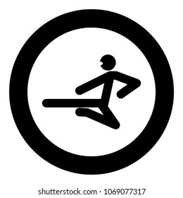 Ninja with kick stick icon black color