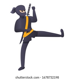 Ninja kicking icon. Cartoon of ninja kicking vector icon for web design isolated on white background