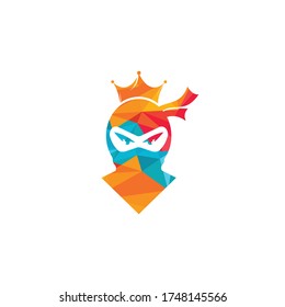 Ninja king vector logo design.