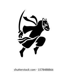 Ninja kitsune logo vector template