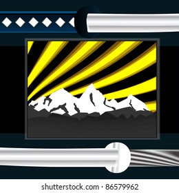 ninja knifes and mountain background