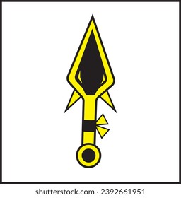 ninja kunai Illustration Vektordesign mit gelber Farbe. geeignet für Logos, Symbole, Plakate, T-Shirt-Designs, Aufkleber, Werbung, Unternehmen, Konzepte, Websites.