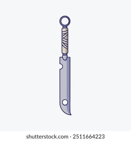 Ninja Kunai Messer Cartoon, Vektorgrafik einzeln auf weißem Hintergrund.