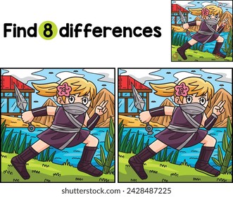 Ninja Kunoichi with Kunai Find The Differences
