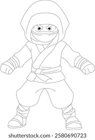 Ninja Line Draw Coloring Page