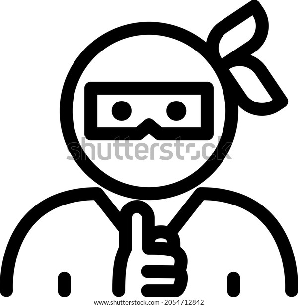 Ninja Line Drawing Vector Illustration Stock Vector Royalty Free