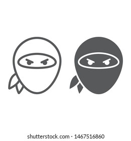 Ninja line and glyph icon, asian and character, samurai sign, vector graphics, a linear pattern on a white background, eps 10.