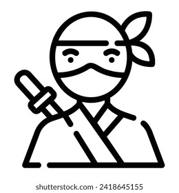 ninja Line Icon Background White