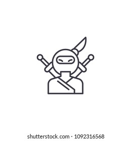 Ninja linear icon concept. Ninja line vector sign, symbol, illustration.