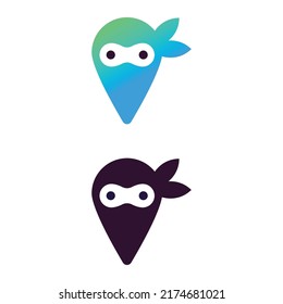 ninja location place logo simple vector design illustration template