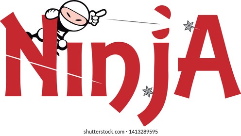 Ninja Logo Character Vector Shuriken