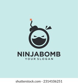 ninja logo design with bomb