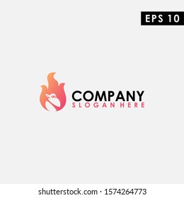 Ninja Logo Design Isolated In Fire. Modern Design. Vector Illustration