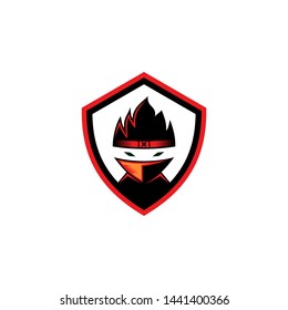 Ninja Logo Design Template Stock Vector