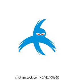 Ninja Logo Design Template Stock Vector
