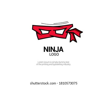 Diseño del logo Ninja en fondo blanco aislado. Ilustración del vector