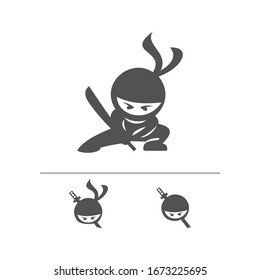 Diseños de logo Ninja sobre fondo blanco aislado.