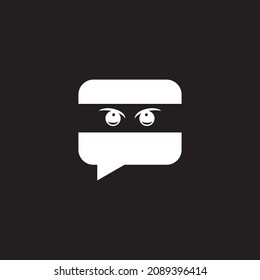 diseño de logotipo de silueta de mensaje ninja