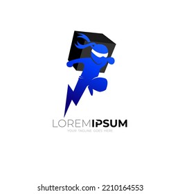 Ninja logo with fast delivery icon 