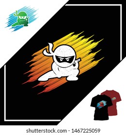 Ninja logo icon design vector, with t-shirt templates