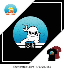 Ninja logo icon design vector, with t-shirt templates
Ninja