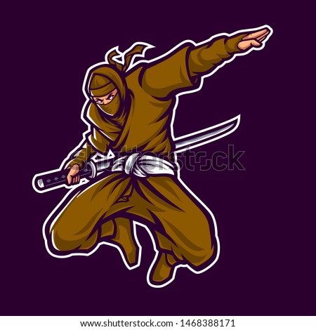 Ninja Logo Mascot Character in dark background