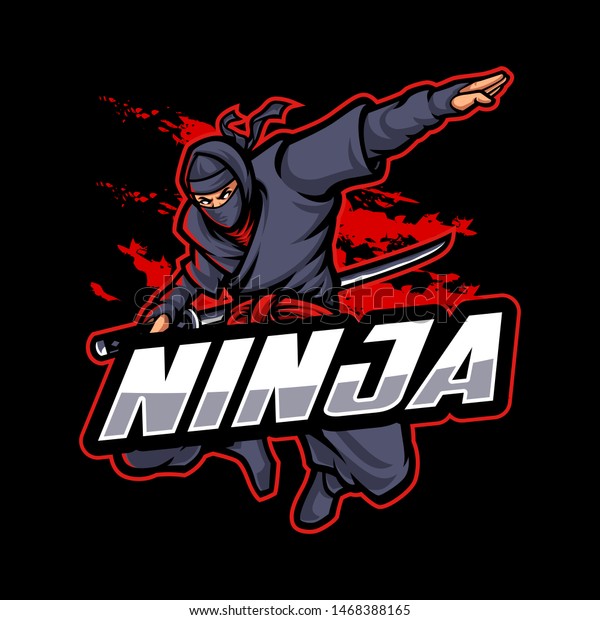 Ninja Logo Mascot Character Dark Background Stock Vector (Royalty Free ...