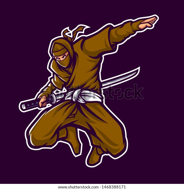 Ninja Logo Mascot Character Dark Background Stock Vector (royalty Free 