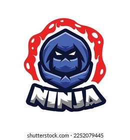 Ninja logo mascot vector illustration. Ninja mascot logo with fire.