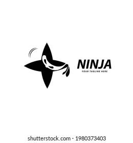 einfarbiges Ninja Logo, einfache Vektorgrafik