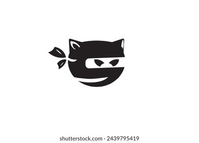 Ninja logo with the shape of a cat and the letter S in black colour