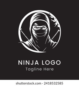 ninja logo template design vector