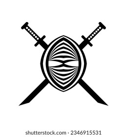 Ninja logo template in flat style. - Vector.
