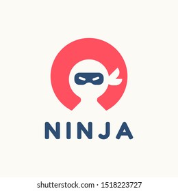 Ninja logo template vector icon. Rounded shape with ninja illustration. EPS 10.