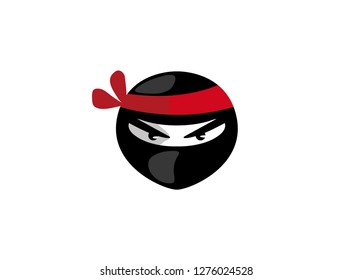 Ninja logo vector head with angry face