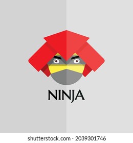 Ninja Logo Vektor mit rotem Helm, Maske und Gesicht, der Mut ausdrückt. Ideal für Ihr Business-Logo, e Sport-Logo, Ihr Produkt-Logo, etc.