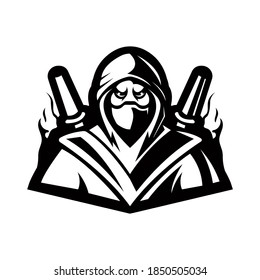 Ninja logo white and black version