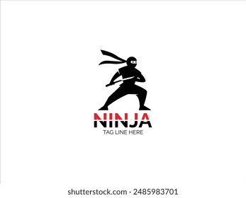 Logo ninja, diseño de Vector de logotipo ninja